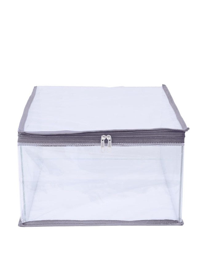 ABBASI Saree Cover Storage Bag Big for Clothes with Zip Organizer for Wardrobe, transparent Large Design Boxes (Grey, Pack of 1) - Image 1