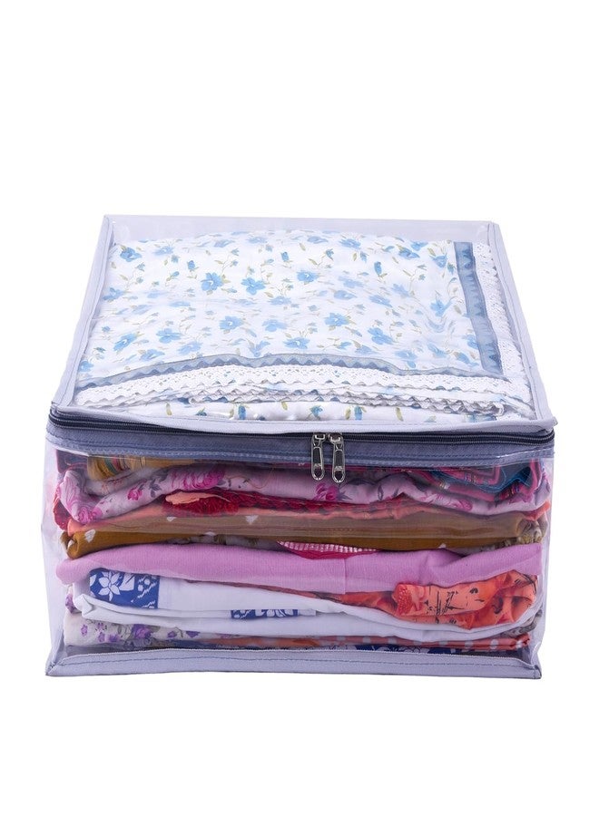 ABBASI Saree Cover Storage Bag Big for Clothes with Zip Organizer for Wardrobe, transparent Large Design Boxes (Grey, Pack of 1) - Image 2