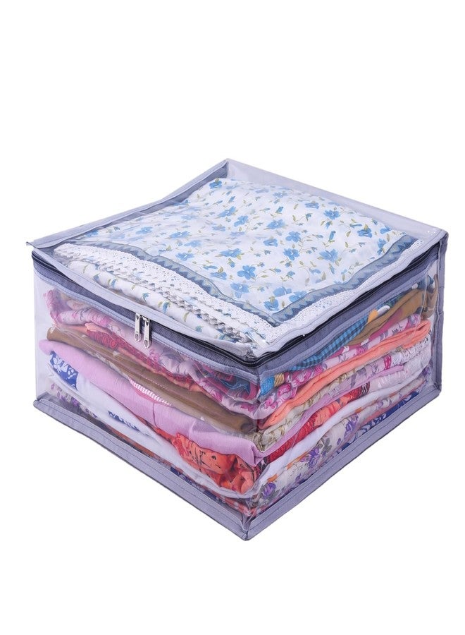 ABBASI Saree Cover Storage Bag Big for Clothes with Zip Organizer for Wardrobe, transparent Large Design Boxes (Grey, Pack of 1) - Image 3