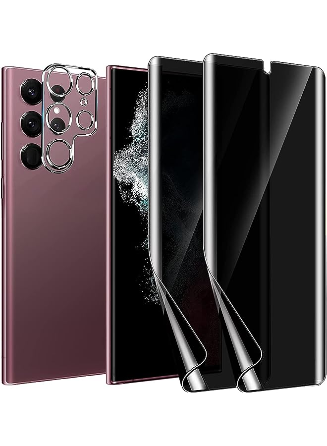 vesus 2Pcs Privacy Hydrogel Film with Camera Lens Protector for Samsung Galaxy S22 Ultra Soft Flexible Film Anti-Spy Anti-Peeping TPU Screen Protectors for Samsung Galaxy S22 Ultra NOT Tempered Glass