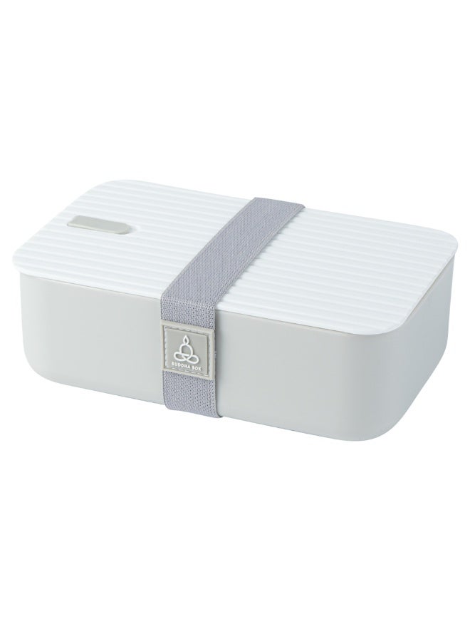 Restaurantware صندوق بنتو تيك 7.5 × 4.7 × 2.5 بوصة للبالغين، 1 صندوق غداء بنتو قابل لإعادة الاستخدام - من مواد غذائية، قابل للغسل في غسالة الصحون، صندوق بنتو بلاستيكي رمادي قابل للاستخدام في الميكروويف، مع غطاء أبيض، مانع للتسرب - Image 1