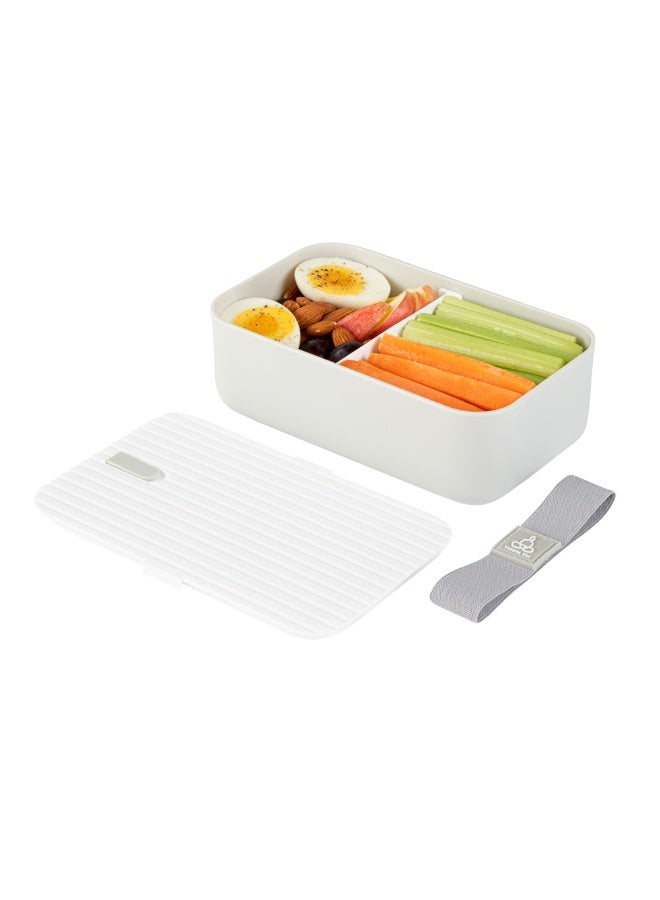 Restaurantware صندوق بنتو تيك 7.5 × 4.7 × 2.5 بوصة للبالغين، 1 صندوق غداء بنتو قابل لإعادة الاستخدام - من مواد غذائية، قابل للغسل في غسالة الصحون، صندوق بنتو بلاستيكي رمادي قابل للاستخدام في الميكروويف، مع غطاء أبيض، مانع للتسرب - Image 2