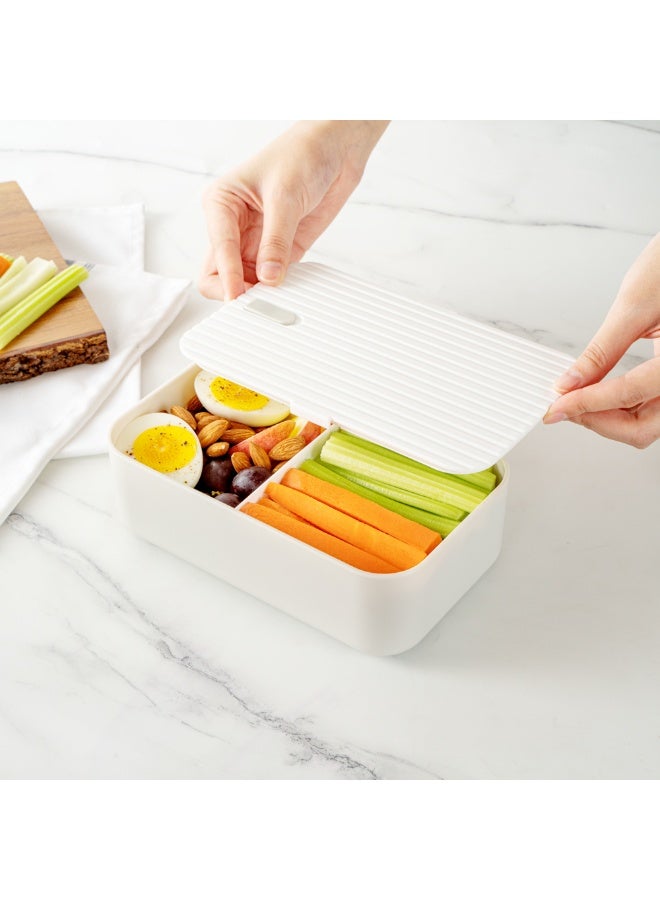 Restaurantware صندوق بنتو تيك 7.5 × 4.7 × 2.5 بوصة للبالغين، 1 صندوق غداء بنتو قابل لإعادة الاستخدام - من مواد غذائية، قابل للغسل في غسالة الصحون، صندوق بنتو بلاستيكي رمادي قابل للاستخدام في الميكروويف، مع غطاء أبيض، مانع للتسرب - Image 5