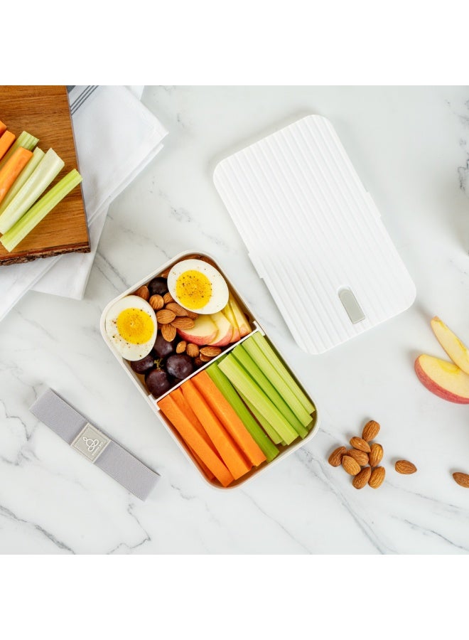 Restaurantware صندوق بنتو تيك 7.5 × 4.7 × 2.5 بوصة للبالغين، 1 صندوق غداء بنتو قابل لإعادة الاستخدام - من مواد غذائية، قابل للغسل في غسالة الصحون، صندوق بنتو بلاستيكي رمادي قابل للاستخدام في الميكروويف، مع غطاء أبيض، مانع للتسرب - Image 3