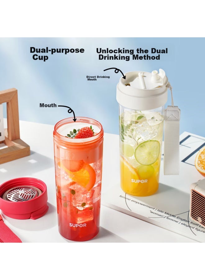Supor Large Capacity Plastic Water Bottle, Portable Cup For Men, Women, Primary And Secondary School Students, Children, Sports, Outdoor Travel - Image 1