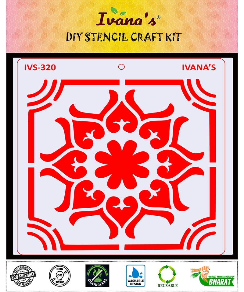 Ivana's Mandala Art Reusable Stencil for Art & Craft, DIY Decorative Stencil for Painting on Canvas, Fabric, Cloth, Paper, Glass, Furniture and Wall, Size - 6 x 6 inch, Pack of 1, IVS-320 - Image 2