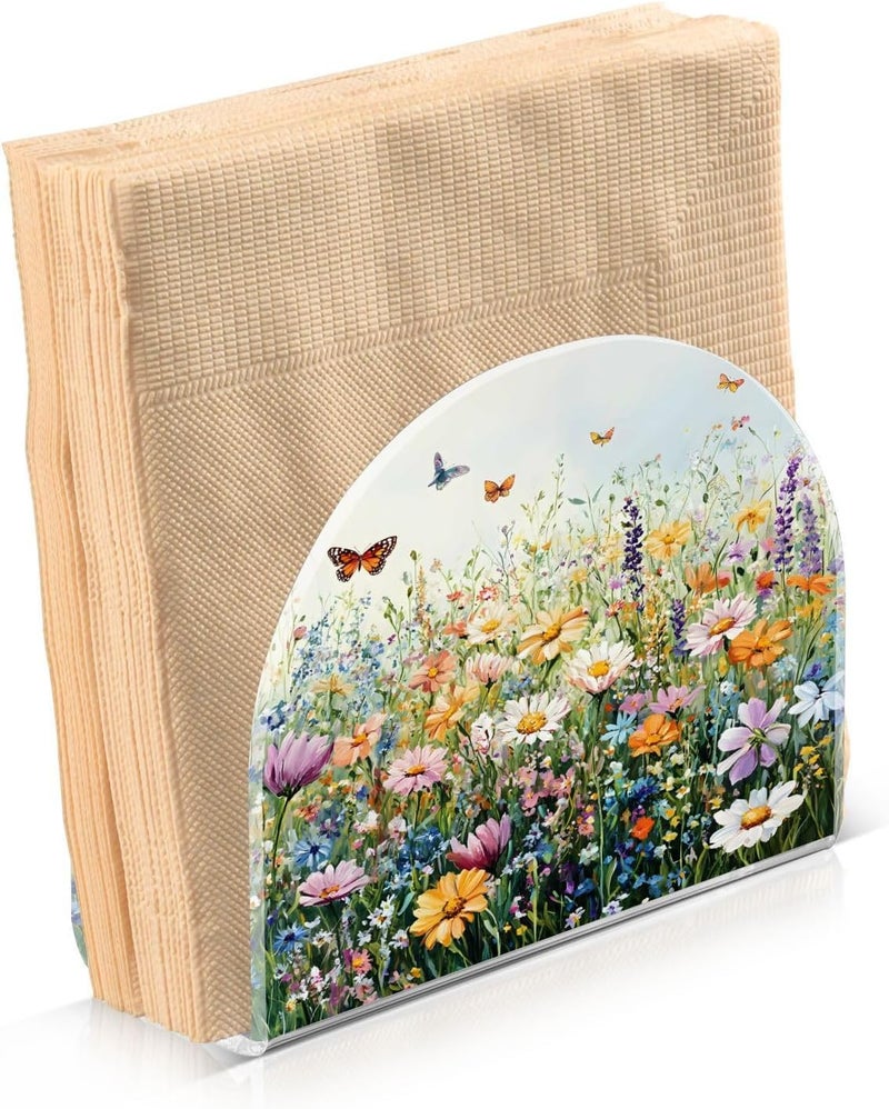 ALAZA Spring Floral02 Napkin Holder for Tables Paper Cocktail Napkin Holders for Kitchen DinningAcrylic Dinner Napkin Dispenser for Restaurant Home Decor Bar Accessories 1 Pack - Image 3