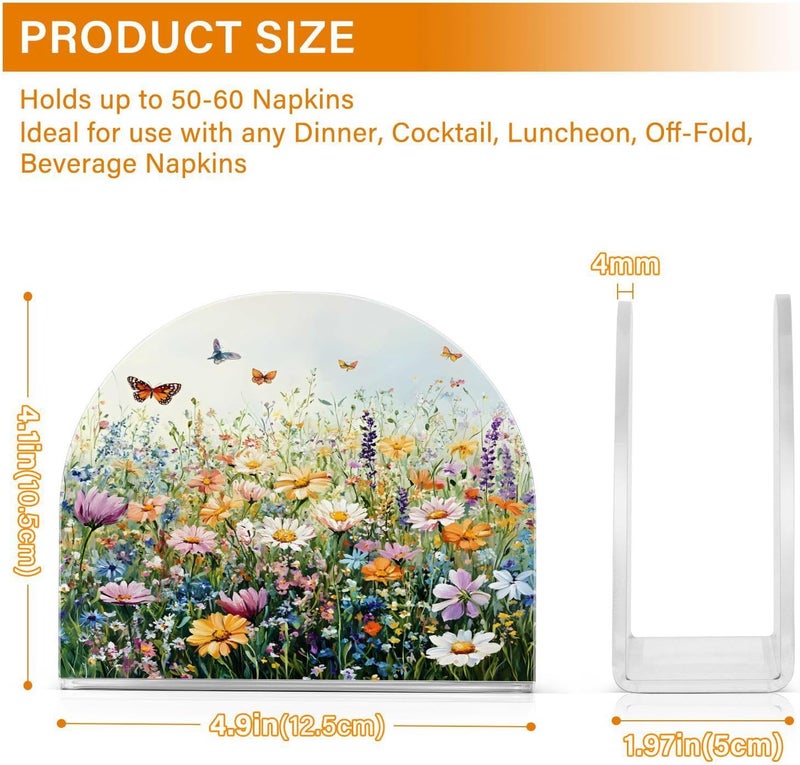 ALAZA Spring Floral02 Napkin Holder for Tables Paper Cocktail Napkin Holders for Kitchen DinningAcrylic Dinner Napkin Dispenser for Restaurant Home Decor Bar Accessories 1 Pack - Image 4