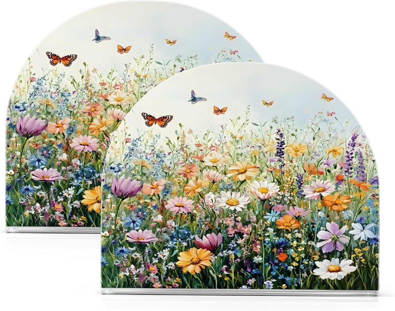ALAZA Spring Floral02 Napkin Holder for Tables Paper Cocktail Napkin Holders for Kitchen DinningAcrylic Dinner Napkin Dispenser for Restaurant Home Decor Bar Accessories 1 Pack - Image 1