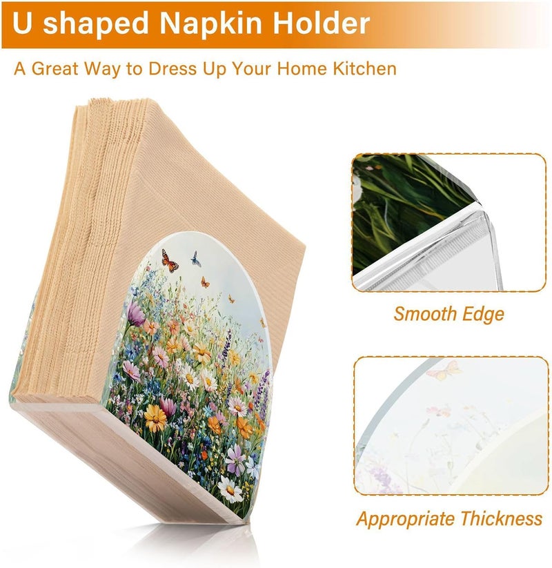 ALAZA Spring Floral02 Napkin Holder for Tables Paper Cocktail Napkin Holders for Kitchen DinningAcrylic Dinner Napkin Dispenser for Restaurant Home Decor Bar Accessories 1 Pack - Image 5