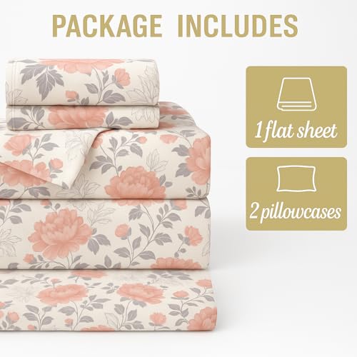 ARLinen Microfiber Bedsheet for King Bed with 2 Pillow Covers Breathable | Romantic Floral Design King Bed Sheet - Blush Petals - Image 4