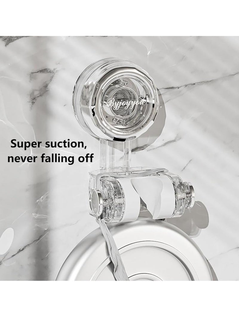 Adjustable Shower Head Holder with 2 Hooks, Easy Release and Reposition, Suction Cup Design, Wall Mounted, No Drilling Required, Transparent - Image 4
