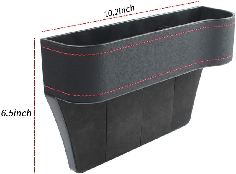 GES PU Leather Car Seat Gap Organiser - Universal Storage Filler for Car Console (Black-L+R) - Image 2