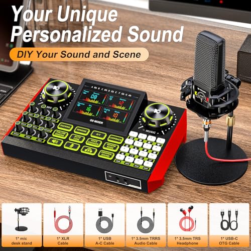 neculogy Podcast Equipment Bundle - All-in-One Audio Mixer Production Studio with 3.5mm Microphone for Live Streaming, Podcast Recording, PC, Smartphone & DJ (Model: G9-PKPRO DJ Mixer - Image 2