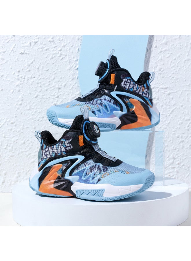 Bumblebee Rotating Buckle Kids Shoes Boys Basketball Shoes Summer Mid/large Size Girls Comfortable Mesh Children's Sneakers Breathable Running Shoes - Image 2