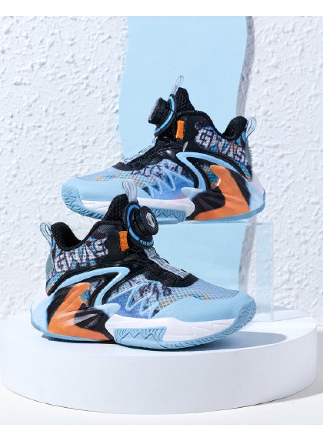 Bumblebee Rotating Buckle Kids Shoes Boys Basketball Shoes Summer Mid/large Size Girls Comfortable Mesh Children's Sneakers Breathable Running Shoes - Image 1