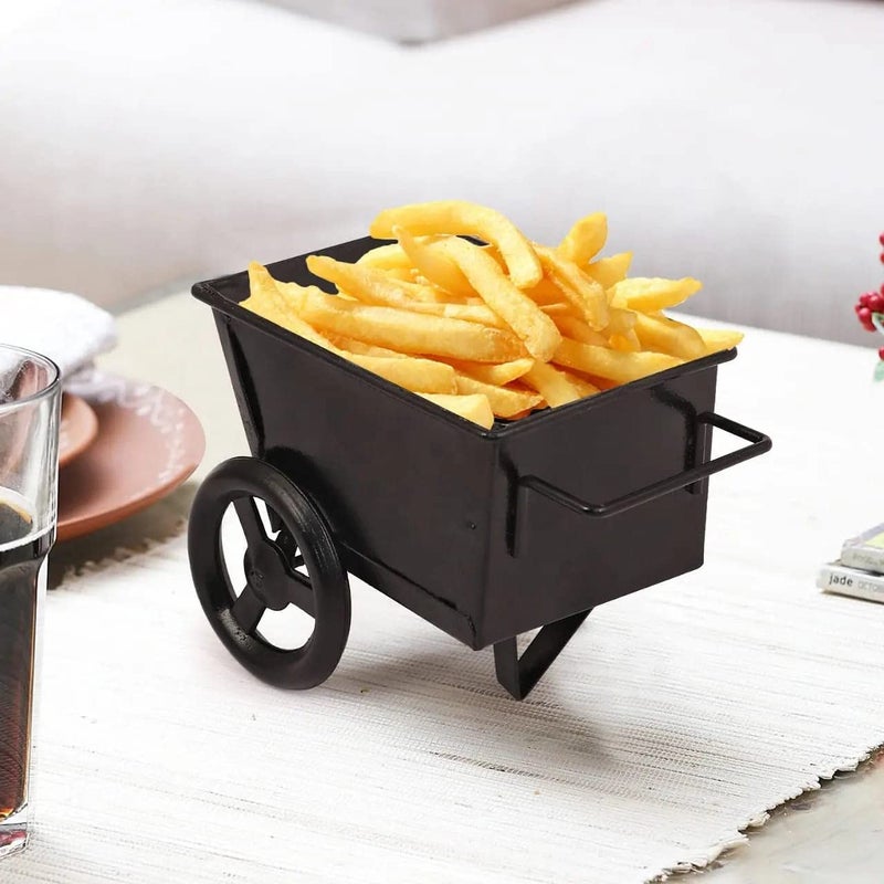 BOGEN LITE BOGEN LITE Iron Shopping Cart Shape Platter Trolley for Kitchen Dinning Table Serving Platter Specially Designed to Serve Biscuits Popcorns Snacks Pakoras Finger Chips etc Black Color - Image 1