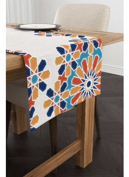 Cango Home Orange Blue Ramadan Themed Decorative Patterned Digital Printed Runner CGH1317-RN  - Image 1
