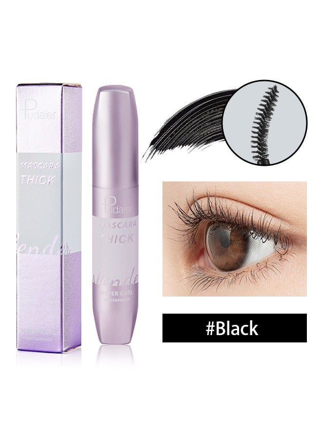 pudaier Mascara Thick-Volumizing Waterproof Mascara Natural Long-lasting Waterproof Silicone Brush 4D Mascara(Black) - Image 1