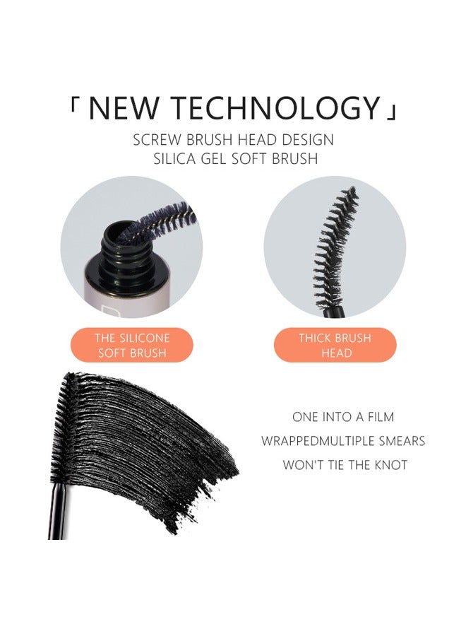 pudaier Mascara Thick-Volumizing Waterproof Mascara Natural Long-lasting Waterproof Silicone Brush 4D Mascara(Black) - Image 4