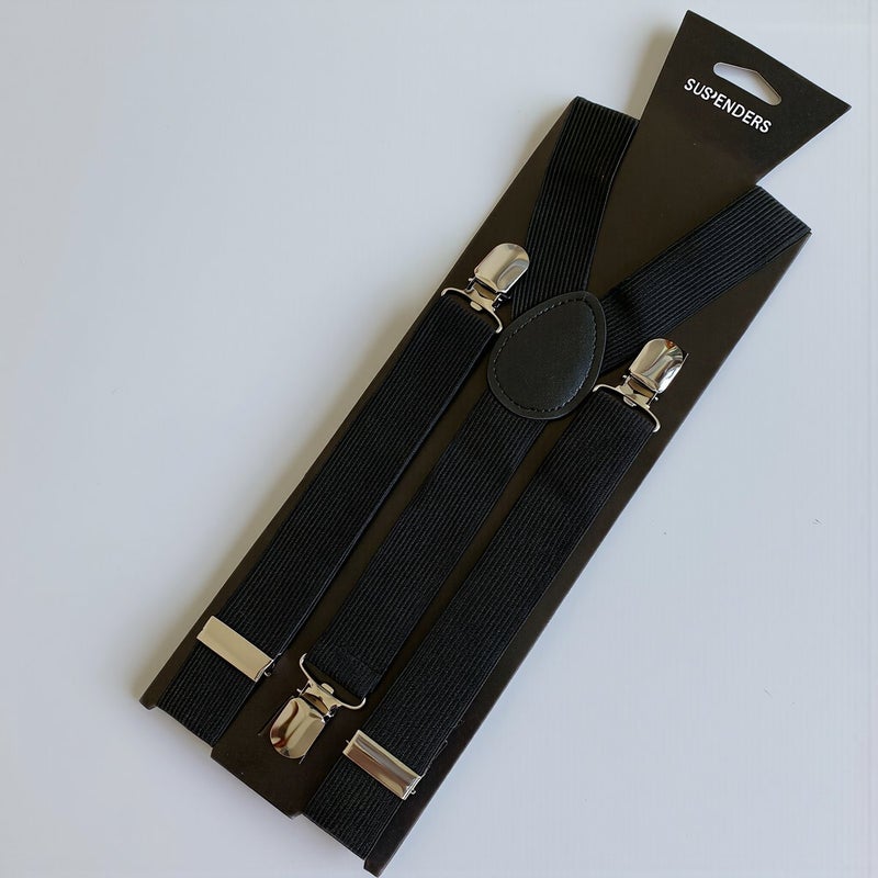 حمالات بنطال للأطفال ذات ملاءمة عالمية 3 مشابك متوافقة مع الجينز والزي المدرسي والبدلة والزي المسرحي باللون الأسود عرض 2.5 سم - Image 3