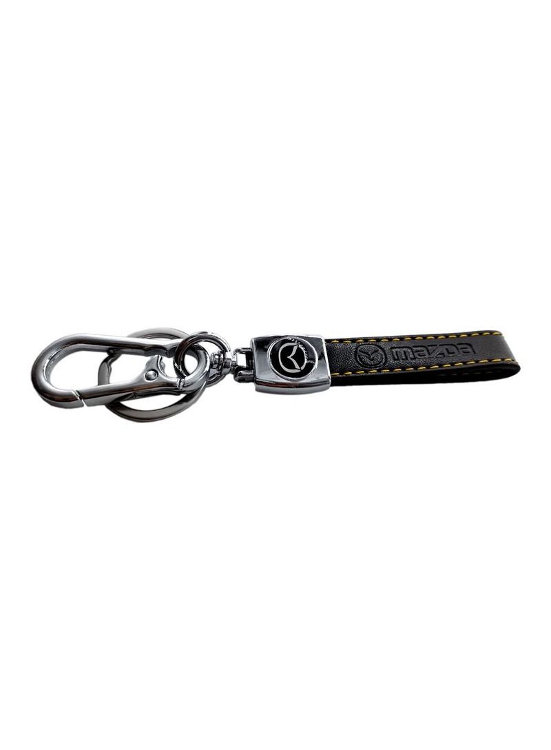 mazda MAZDA Car Key Chain, Metal Ring With PU Leather Strap Keychain, Home Key Chain 1 Pcs  - Image 3