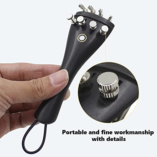VGEBY Violin Tailpiece, 3 in 1 Ebony Tailpiece with Rope Fine Tuners Kits for 4/3 4/4 Violin Violin Tailpiece Violin Tailpiece 4/4 Ebony - Image 2