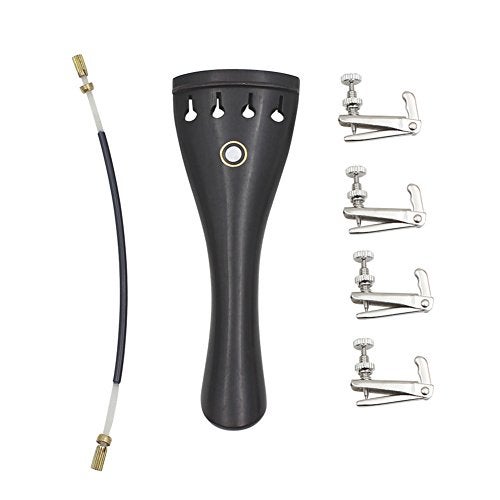 VGEBY Violin Tailpiece, 3 in 1 Ebony Tailpiece with Rope Fine Tuners Kits for 4/3 4/4 Violin Violin Tailpiece Violin Tailpiece 4/4 Ebony - Image 1