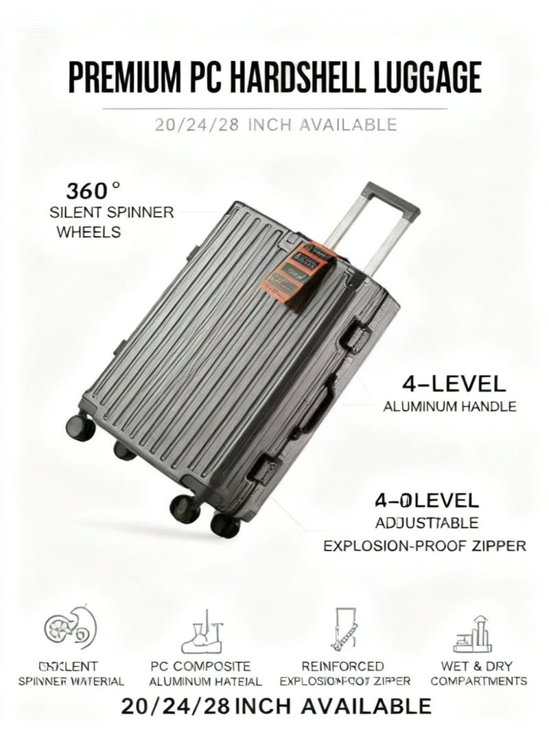 Prosperity (20/24/28 Inch) Premium PC Hardshell Luggage - 360° Silent Spinner Wheels, Multi-Sizes & Colors, with USB Charging & Front Hook - Image 5