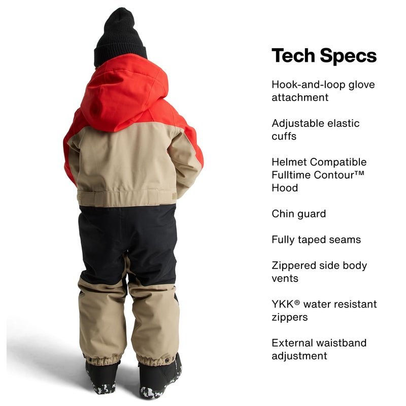 Burton Toddlersâ€™ 2-Layer Insulated One Piece â€“ Waterproof Winter Snowsuit for Boys & Girls â€“ Flame Scarlet/Summit Taupe, 4T - Image 3