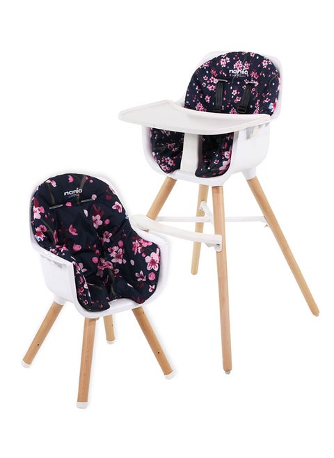 2 In 1 Paulette High Chair With Reversible Cushion And Adjustable Tray, 6M+, Cherry