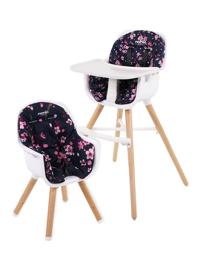 Nania 2 In 1 Paulette High Chair With Reversible Cushion And Adjustable Tray, 6M+, Cherry  - Image 1