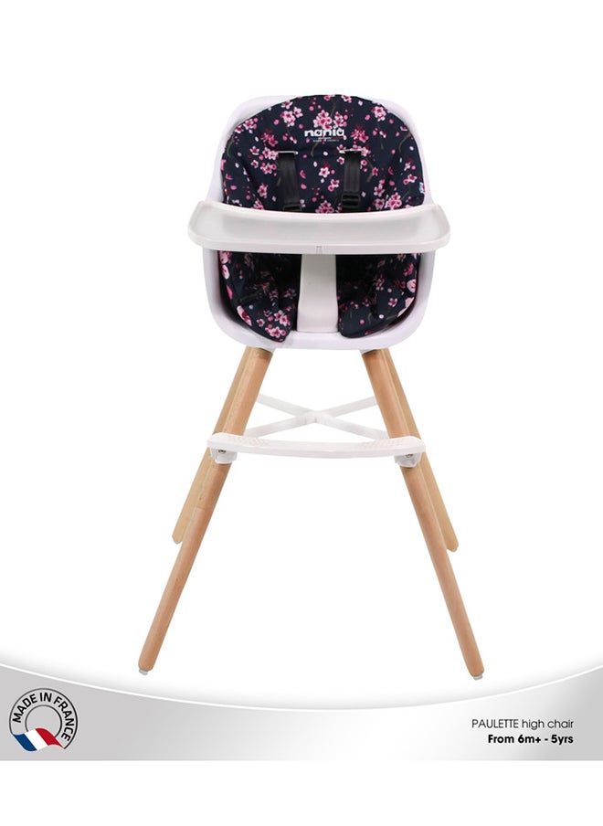 Nania 2 In 1 Paulette High Chair With Reversible Cushion And Adjustable Tray, 6M+, Cherry  - Image 3