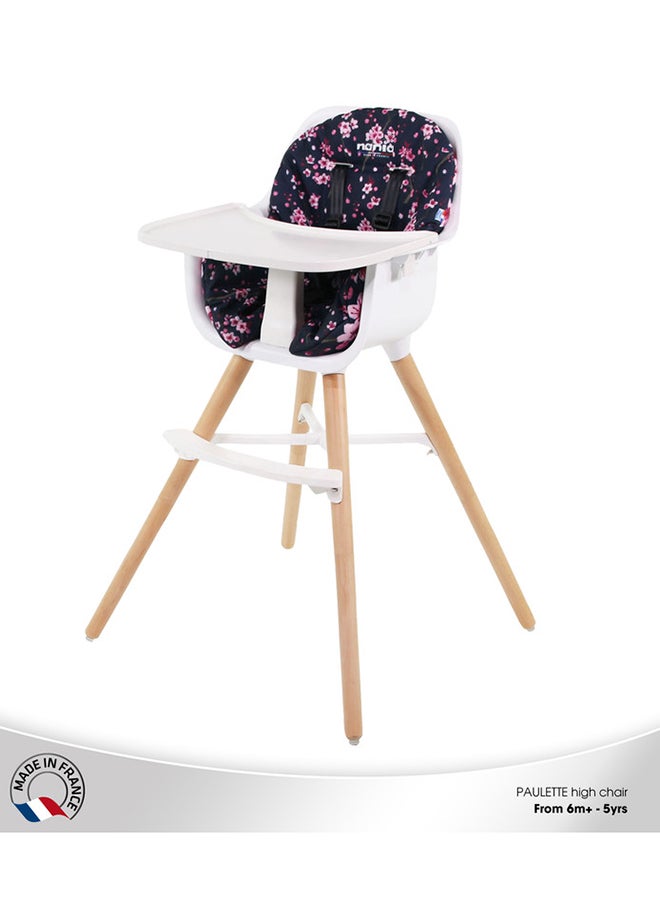 Nania 2 In 1 Paulette High Chair With Reversible Cushion And Adjustable Tray, 6M+, Cherry  - Image 5