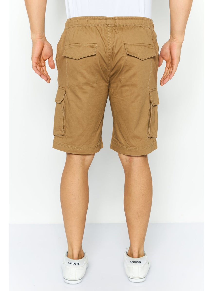 Threadbare Men Solid Cargo Shorts, Tan  - Image 4