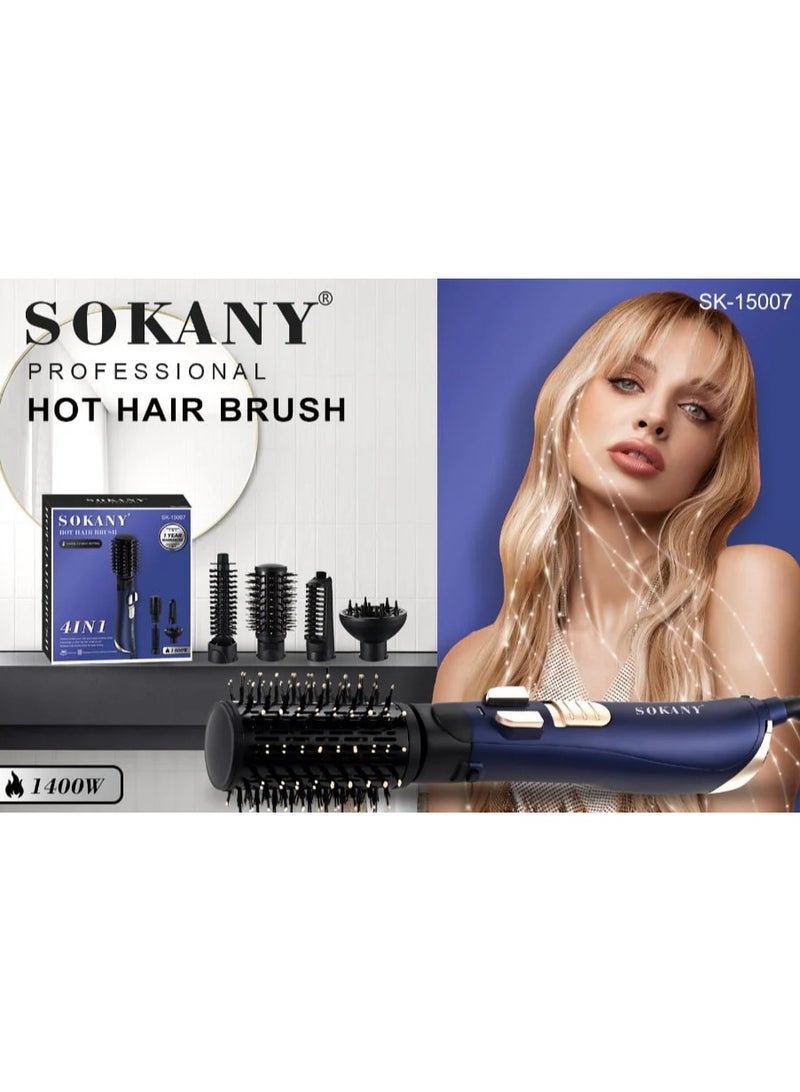 sokany Sokany 4 in 1 1400W Rotating Hair Dryer Set SK-15007 One Step Hair Dryer Professional Hair Straightener Hair Brush Hair Styling Brush Curling Iron Hot Air Brush (Modern Technology with 1 Year Warranty) - Image 2
