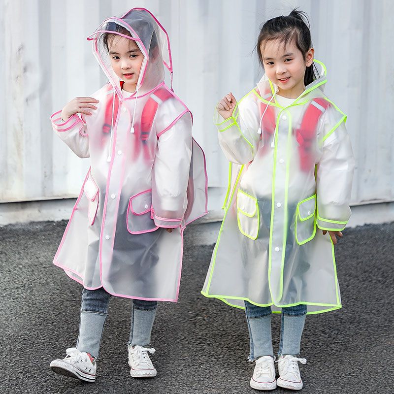 Children'S Raincoat Boys And Girls Baby Primary School Students With Schoolbag Poncho Non-Disposable Thickened Transparent Raincoat Full Body - Image 4