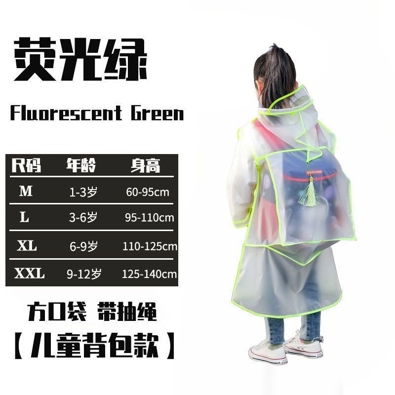 Children'S Raincoat Boys And Girls Baby Primary School Students With Schoolbag Poncho Non-Disposable Thickened Transparent Raincoat Full Body - Image 1