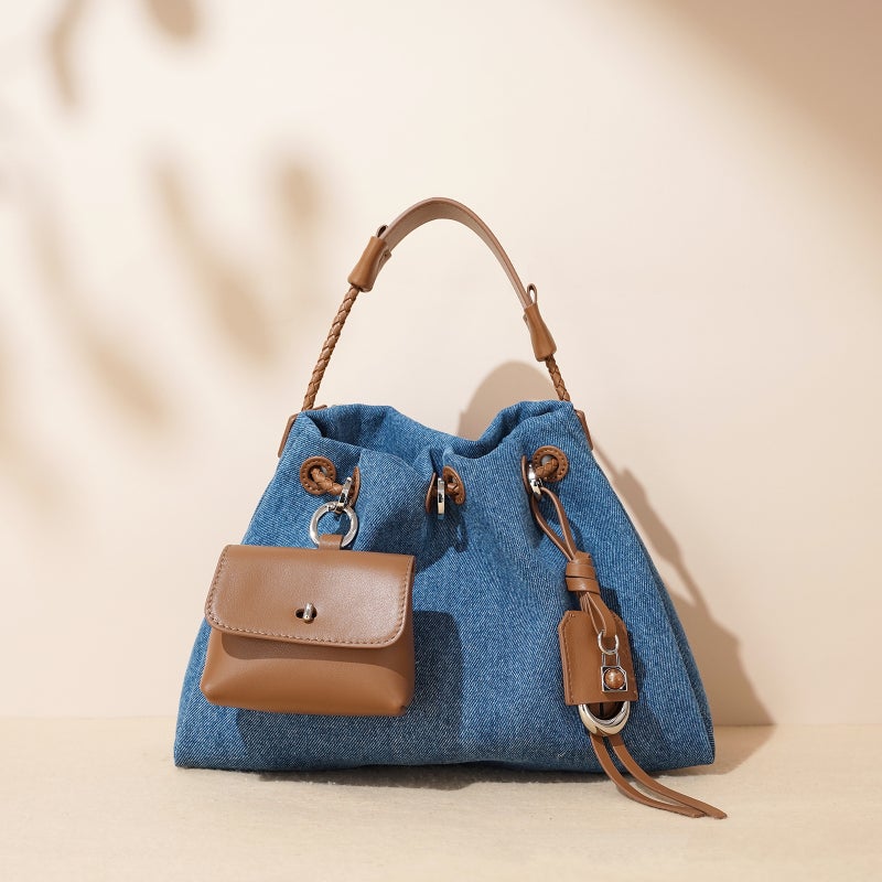 Bag Women'S Portable Bucket Bag 2025 Casual Fashion Shoulder Messenger Bag Easiest For Match New Summer Denim - Image 2