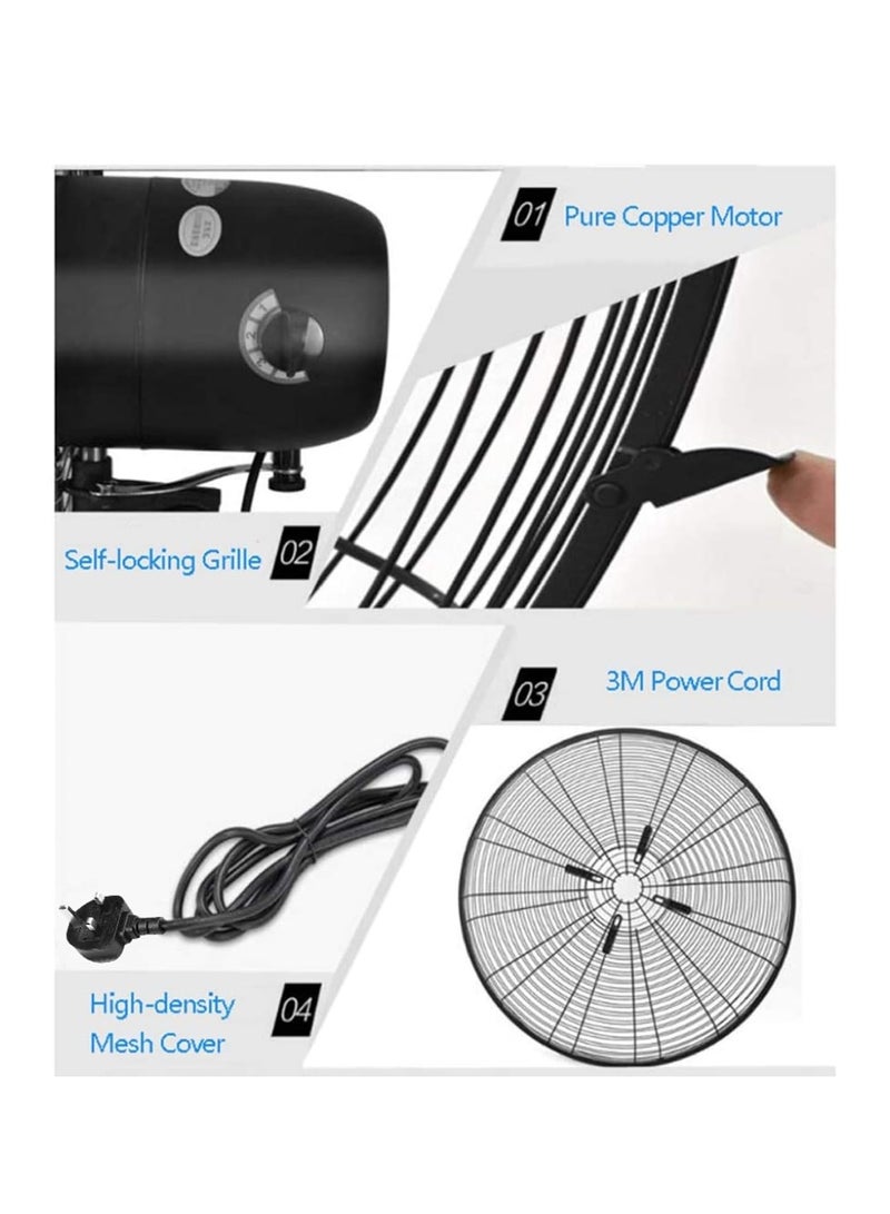 Wtrtr 30 Inch Industrial High Power Fan,260W,Oscillating Exhaust Fan,Mechanical Floor Fans (30 Inch) - Image 2