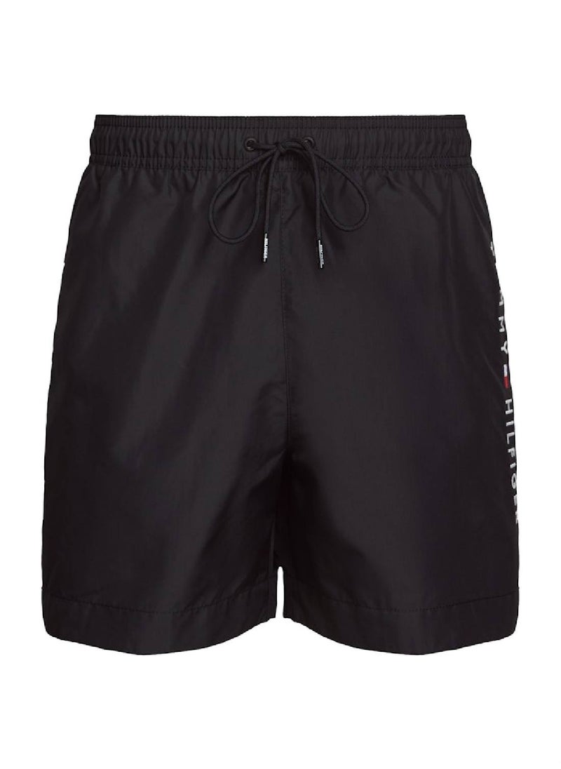 TOMMY HILFIGER Men's Original Mid Length Swim Shorts - Polyester, Black  - Image 3