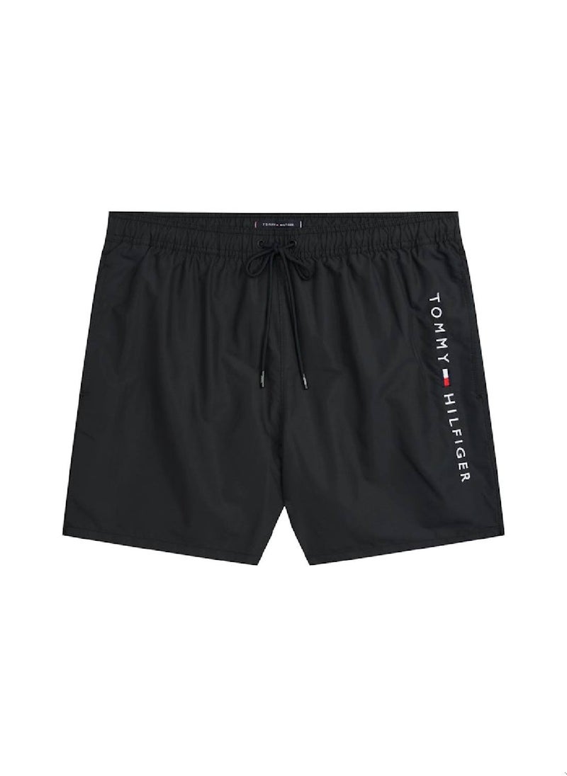TOMMY HILFIGER Men's Original Mid Length Swim Shorts - Polyester, Black  - Image 2