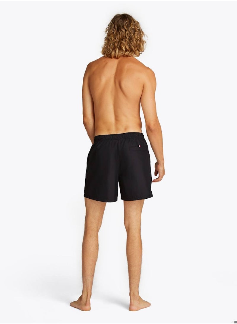 TOMMY HILFIGER Men's Original Mid Length Swim Shorts - Polyester, Black  - Image 5