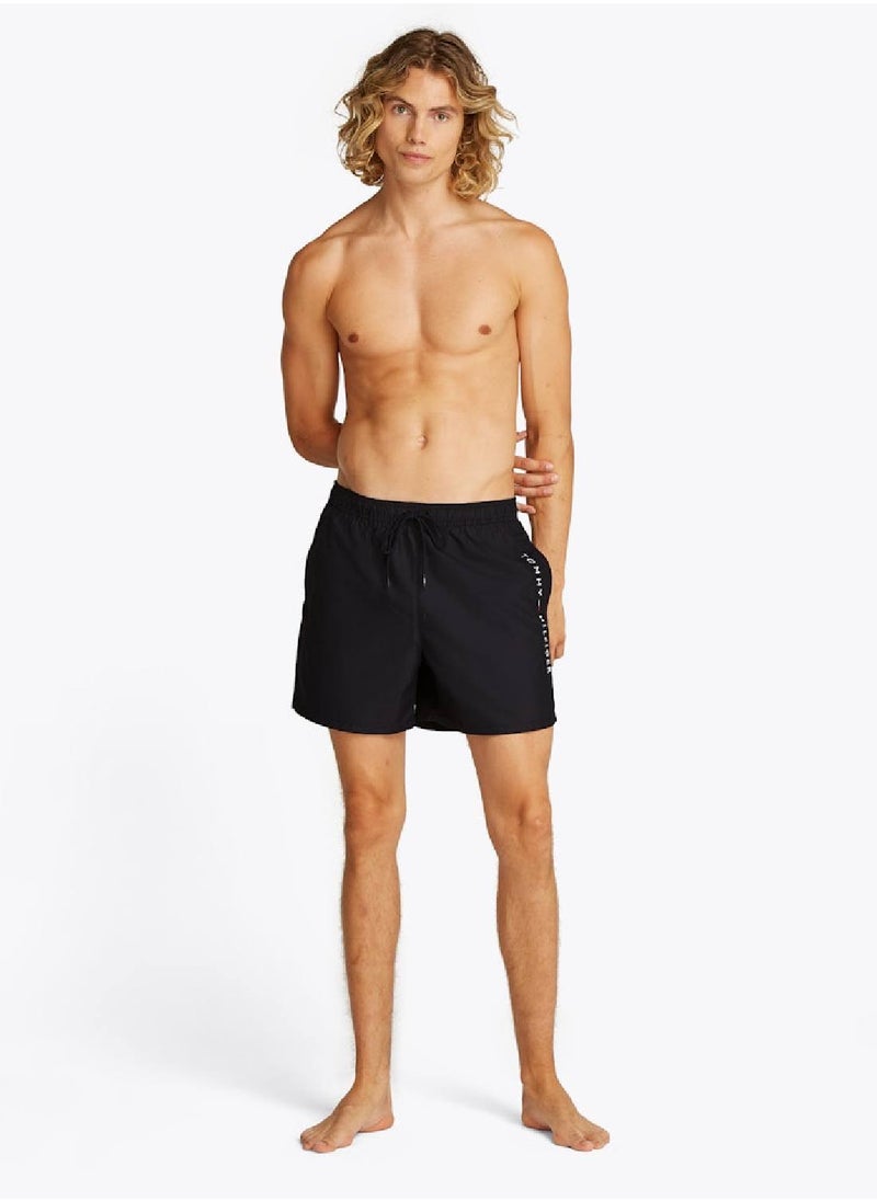 TOMMY HILFIGER Men's Original Mid Length Swim Shorts - Polyester, Black  - Image 4