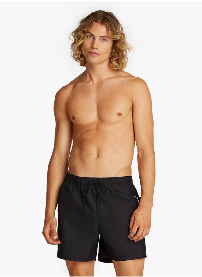 TOMMY HILFIGER Men's Original Mid Length Swim Shorts - Polyester, Black  - Image 1