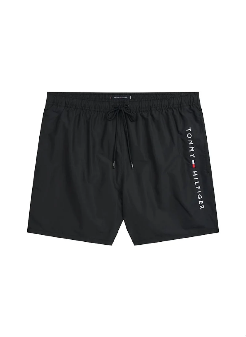 TOMMY HILFIGER Men's Original Mid Length Swim Shorts - Polyester, Black