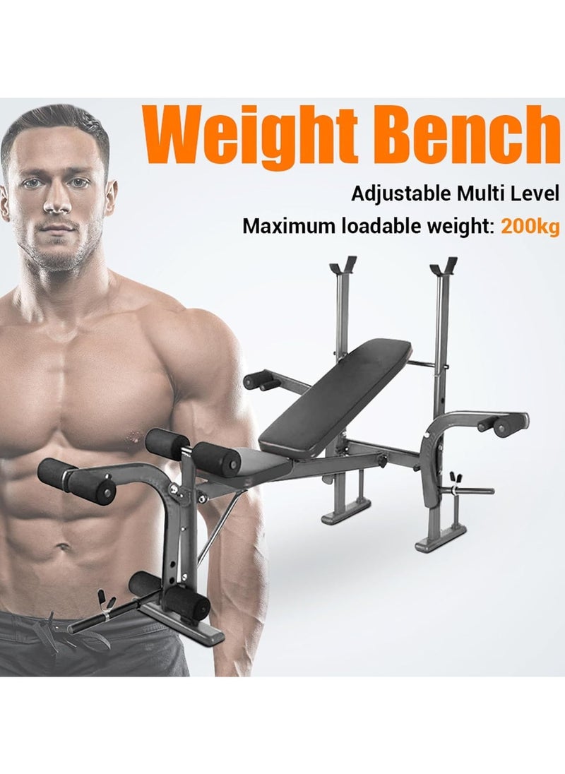 KUYING standard weight training bench, perfect for full body training at home gym, bench press stand with cylindrical foam elbow support and handles, leg extender  - Image 2