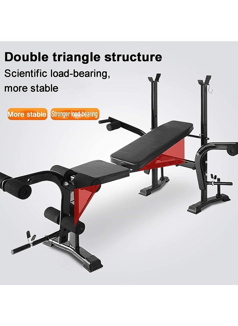 KUYING standard weight training bench, perfect for full body training at home gym, bench press stand with cylindrical foam elbow support and handles, leg extender  - Image 3