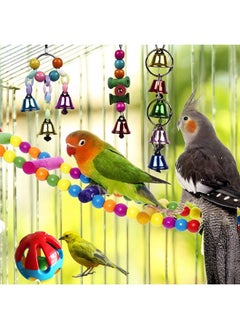Hamiledyi Hamiledyi Bird Parrot Swing Chewing Toy Set 15PCS Wooden Hanging Bell with Hammock Climbing Ladders Colorful Pet Birds Cage Toys for Small Parakeet Cockatiel Conures Finches Budgie Macaws Love Birds  - Image 2