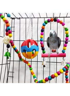 Hamiledyi Hamiledyi Bird Parrot Swing Chewing Toy Set 15PCS Wooden Hanging Bell with Hammock Climbing Ladders Colorful Pet Birds Cage Toys for Small Parakeet Cockatiel Conures Finches Budgie Macaws Love Birds  - Image 3